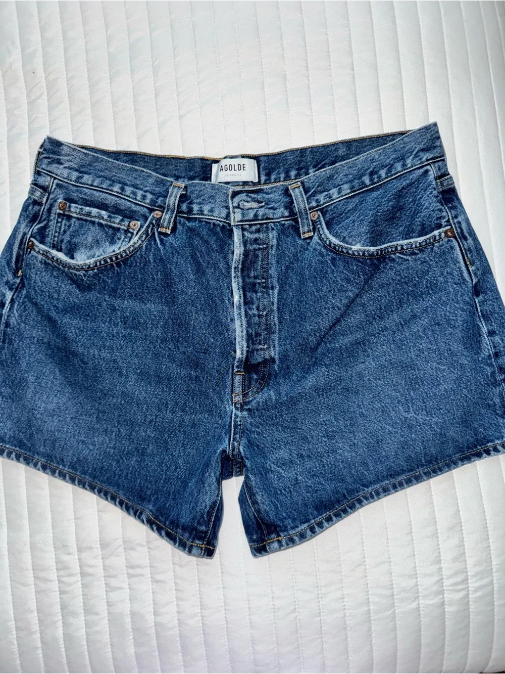 EUC Agolde Classic Parker Long Denim Shorts